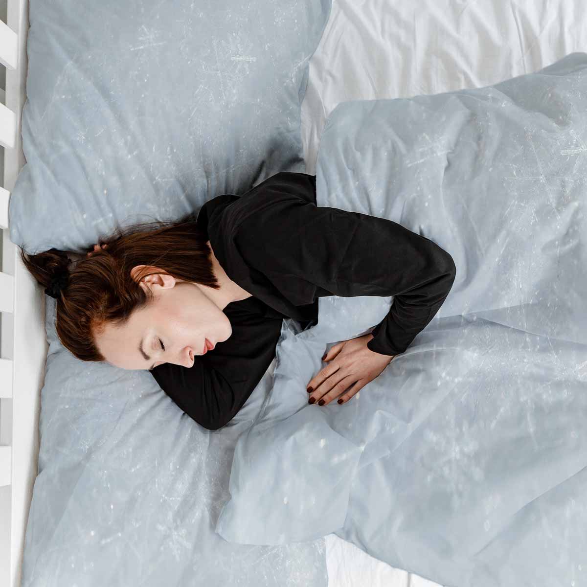 Original Therapiedecke - Baumwoll Bettwäsche Set Grau mit Schneeflocken