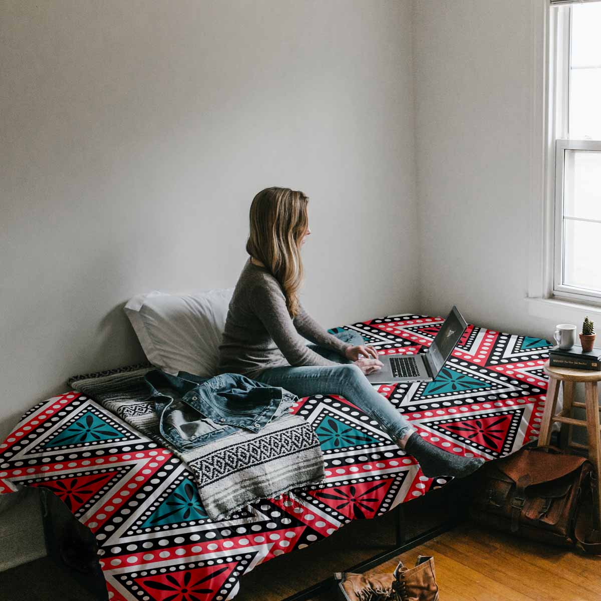 Original Therapiedecke - Baumwollbezug mit bunten Dreiecken