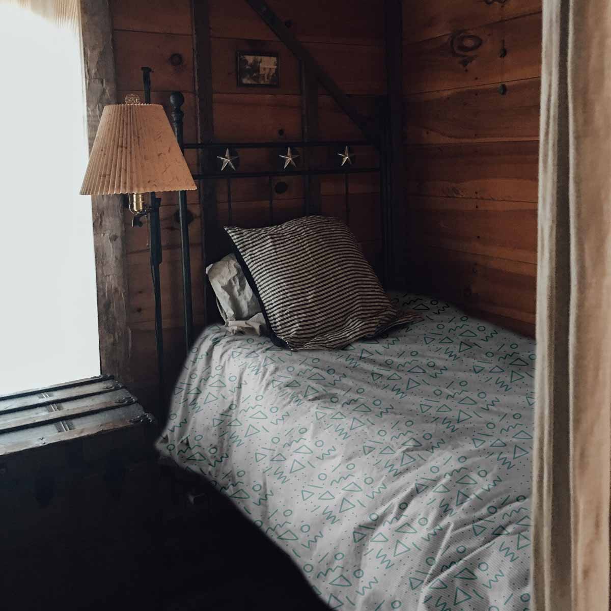 Original Therapiedecke - Baumwollbezug Weiß mit blauen Formen