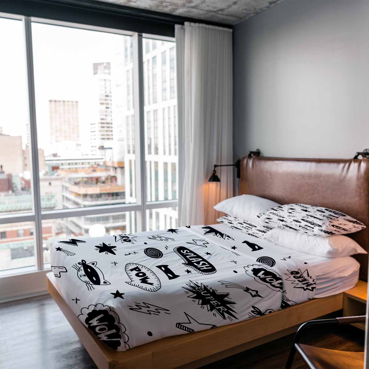 Original Therapiedecke - Baumwoll Bettwäsche Set Weiß mit Superhelden