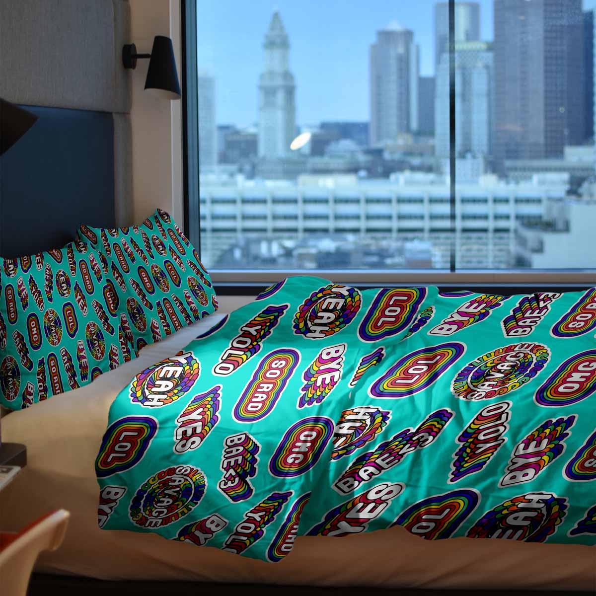 Original Therapiedecke - Baumwoll Bettwäsche Set Türkis mit Sprüchen