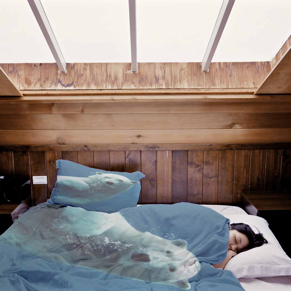 Original Therapiedecke - Baumwoll Bettwäsche Set Blau mit Eisbär