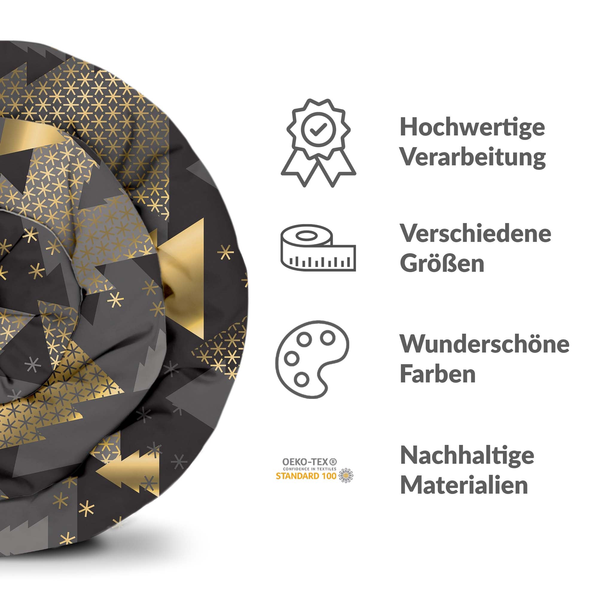 Original Therapiedecke - Baumwollbezug mit goldenen Tannenbäumen