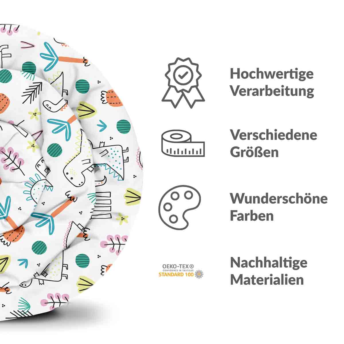 Original Therapiedecke - Baumwoll Bettwäsche Set mit bunten Dinos