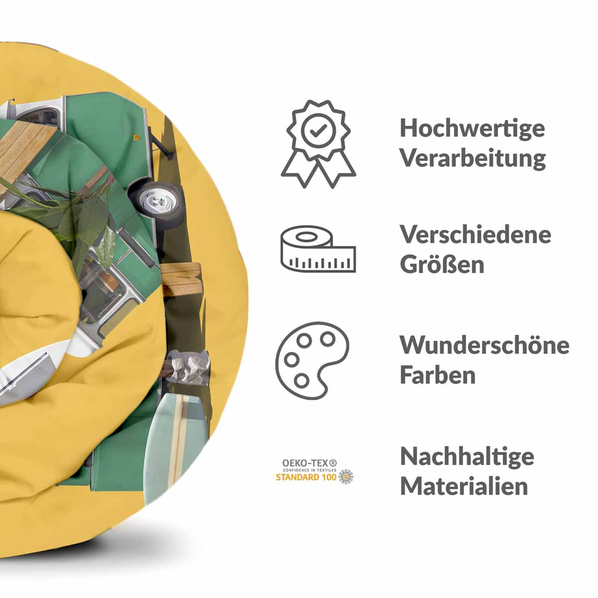 Original Therapiedecke - Baumwollbezug Gelb mit Bus
