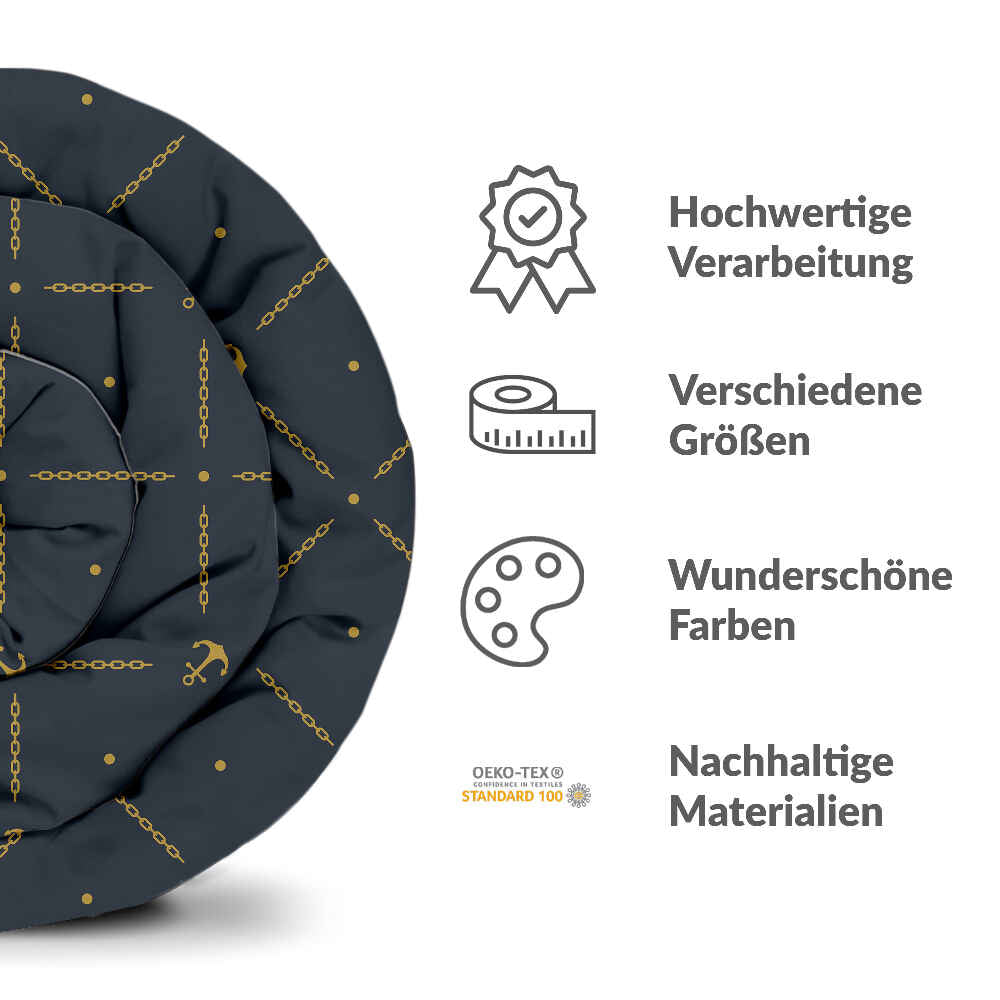Original Therapiedecke - Baumwoll Bettwäsche Set Blau mit Anker