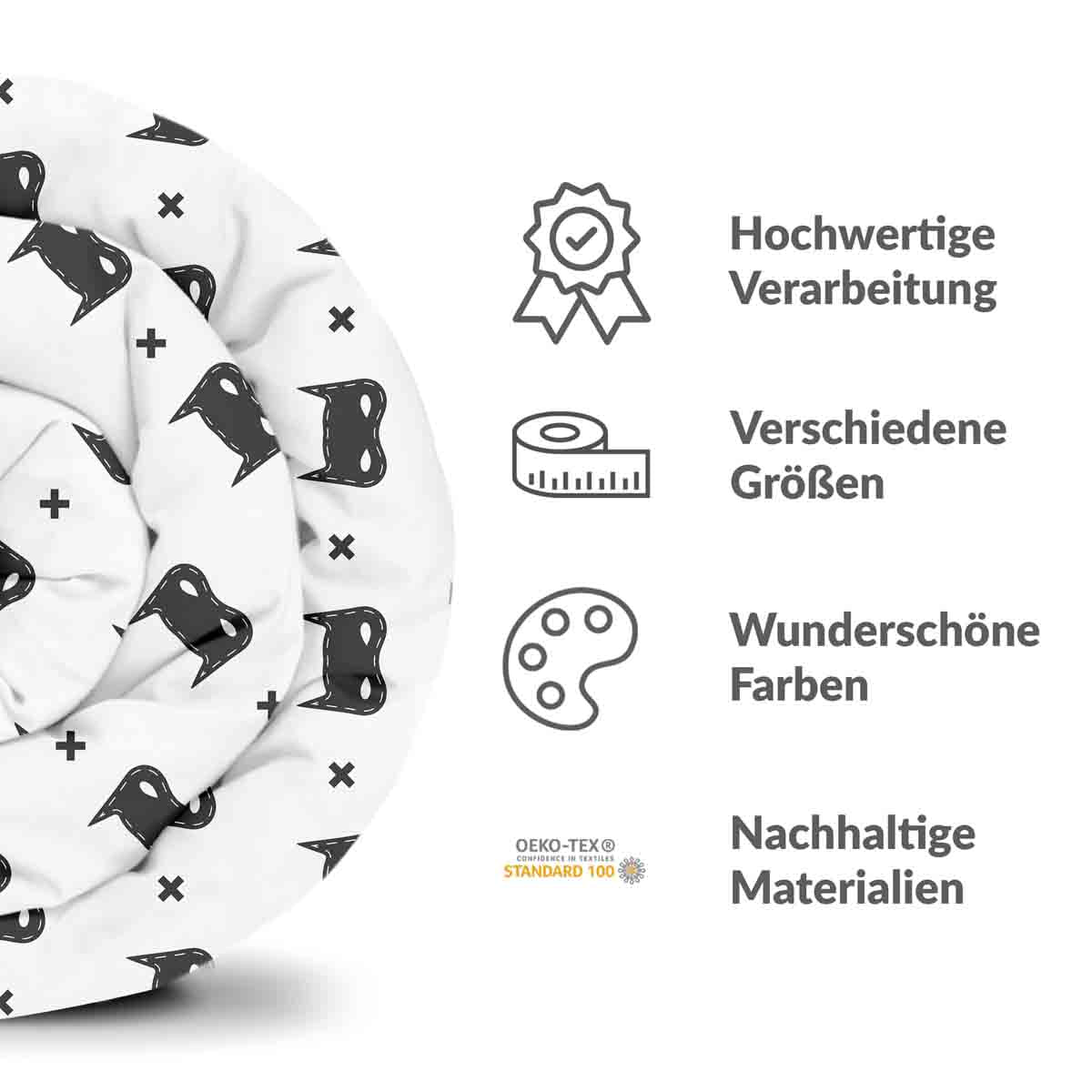 Original Therapiedecke - Baumwoll Bettwäsche Set Weiß mit Katzenmaske