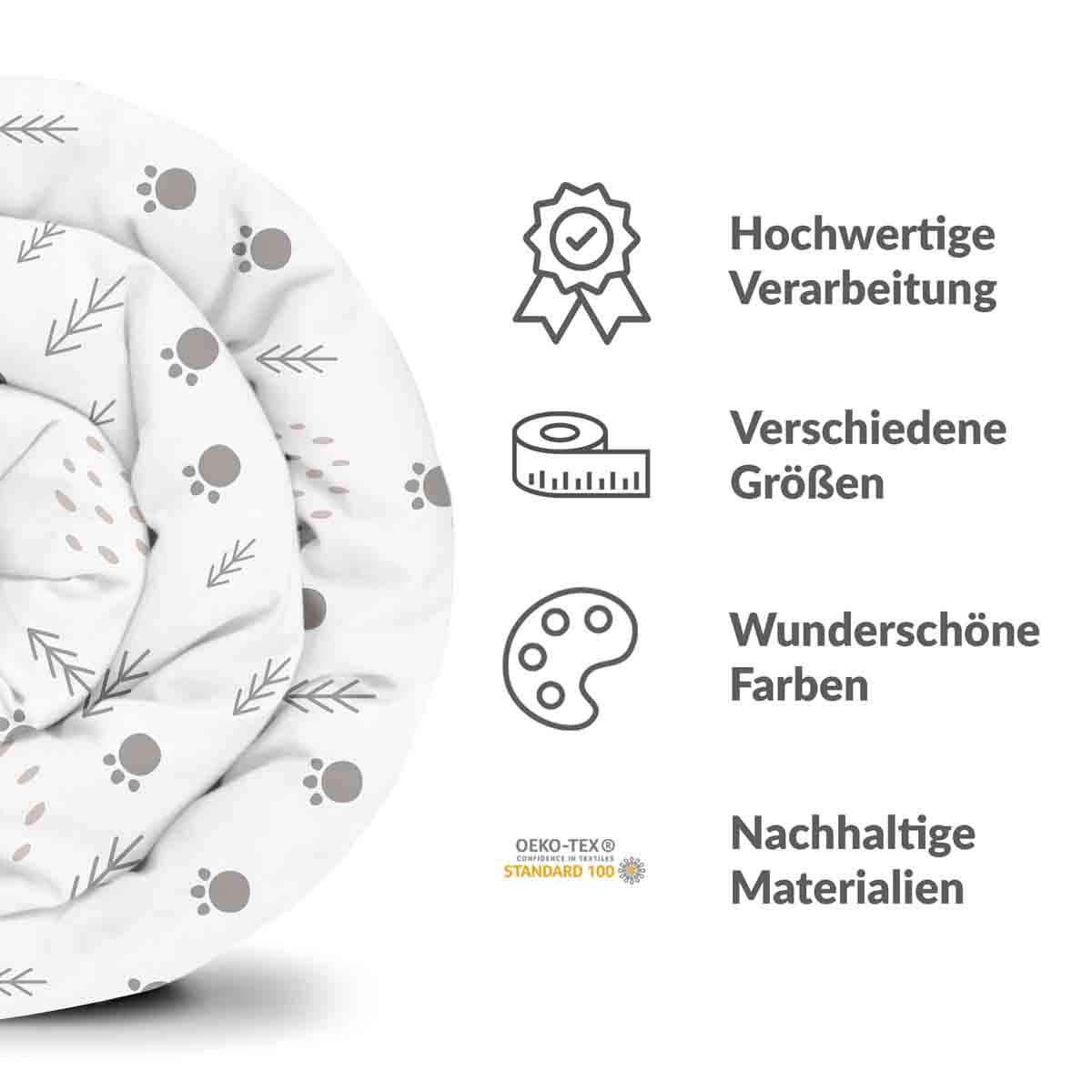 Original Therapiedecke - Baumwoll Bettwäsche Set Pfotenabdrücke im Wald