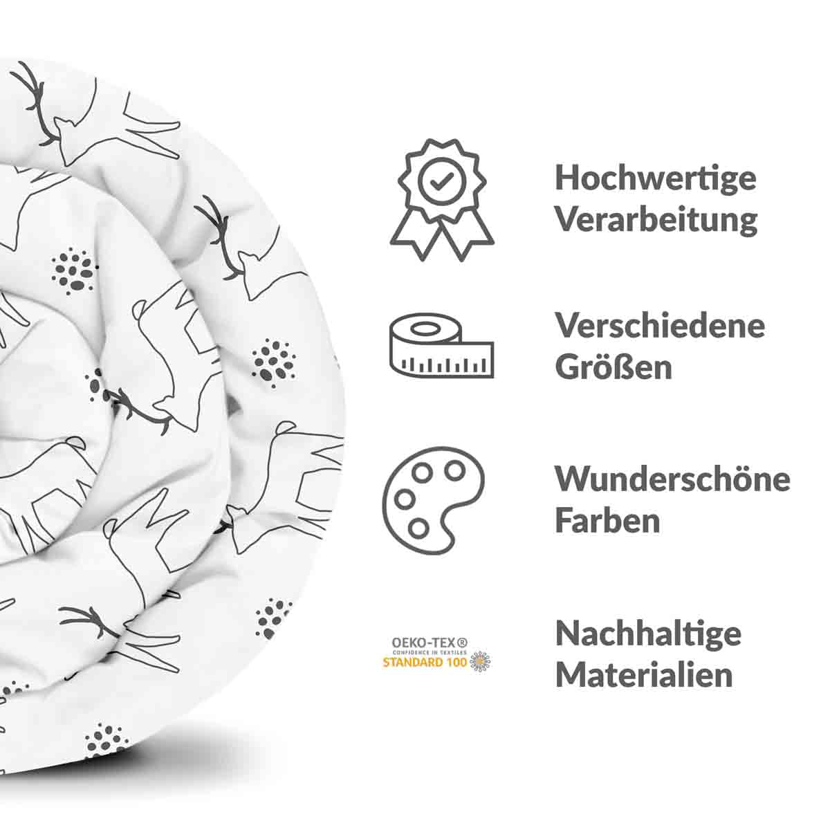 Original Therapiedecke - Baumwollbezug Weiß mit Hirsch