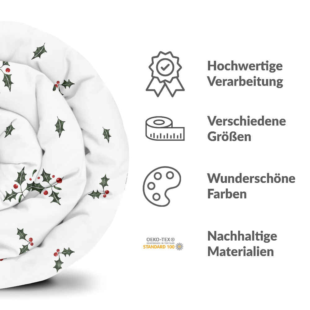 Original Therapiedecke - Baumwoll Bettwäsche Set Weiß Mistelzweige