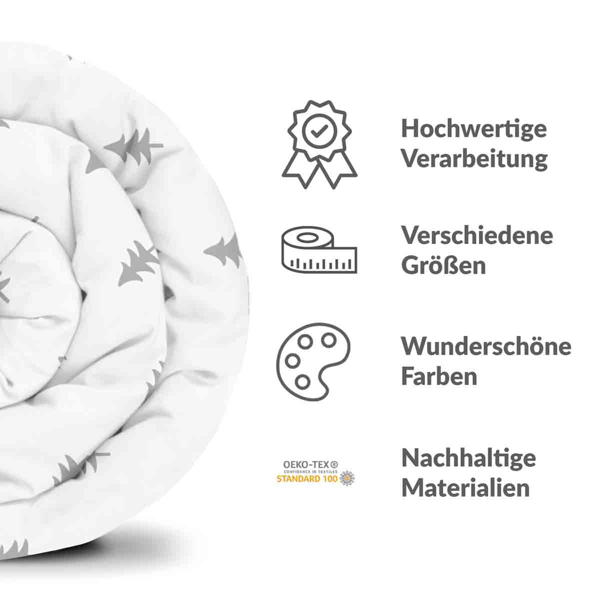 Original Therapiedecke - Baumwollbezug Weiß mit grauen Tannen