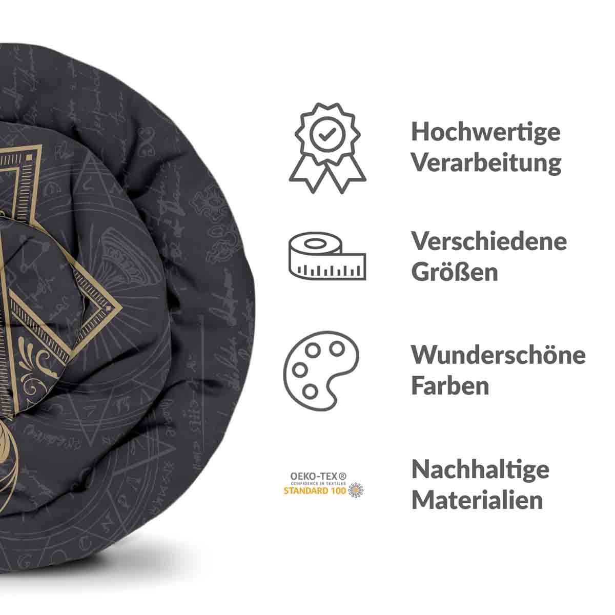 Original Therapiedecke - Baumwoll Bettwäsche Set Schwarz Mystik Mandala