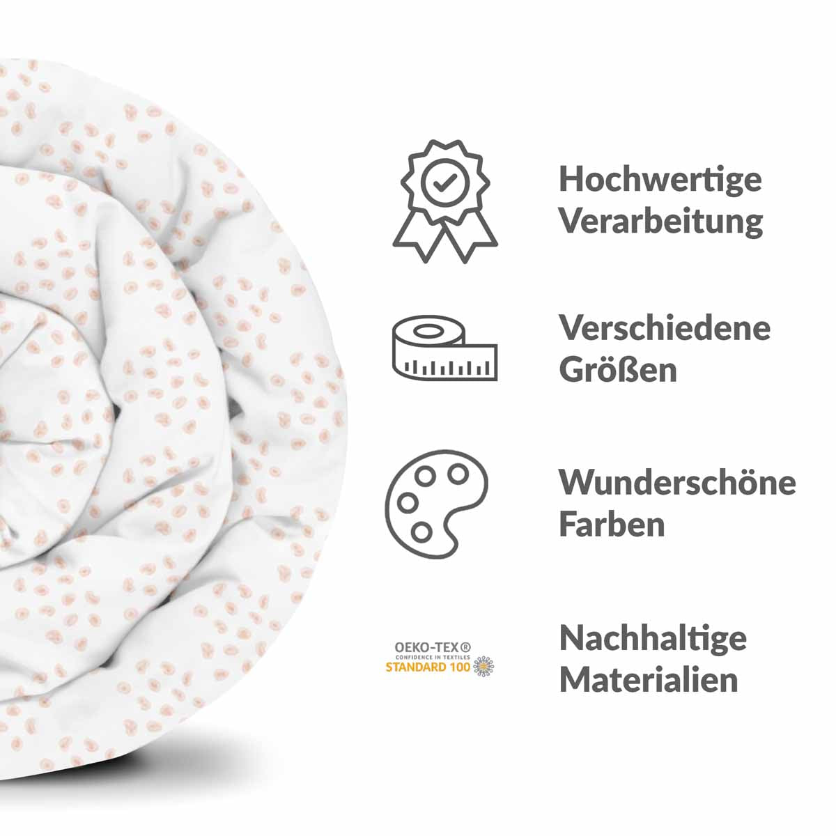 Original Therapiedecke - Baumwoll Bettwäsche Set mit orangenen Punkten
