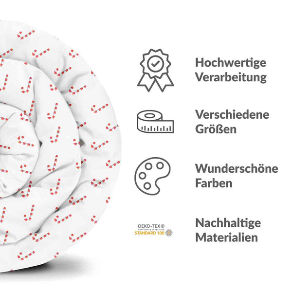 Therapiedecken Bettwäschen Set Weiß mit Zuckerstangen