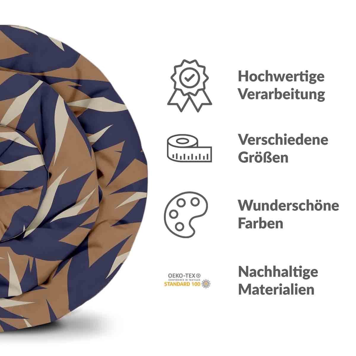 Original Therapiedecke - Baumwollbezug Braun mit blauen Blättern