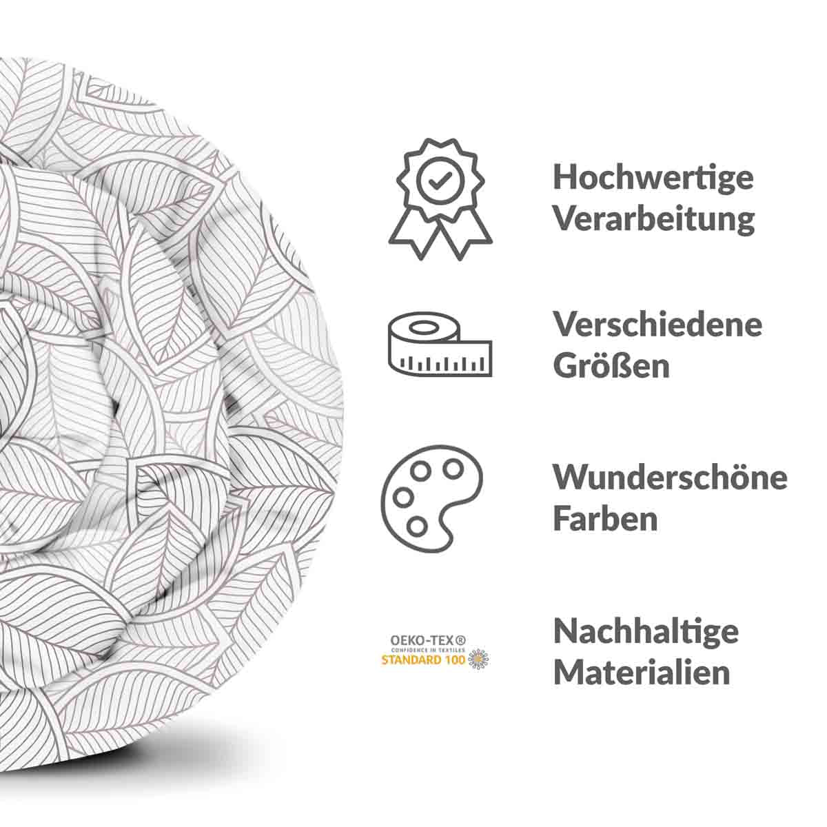 Original Therapiedecke - Baumwollbezug mit grauen Palmblättern