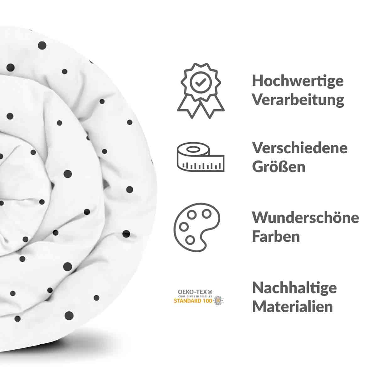 Original Therapiedecke - Baumwollbezug Weiß mit vereinzelten Punkten