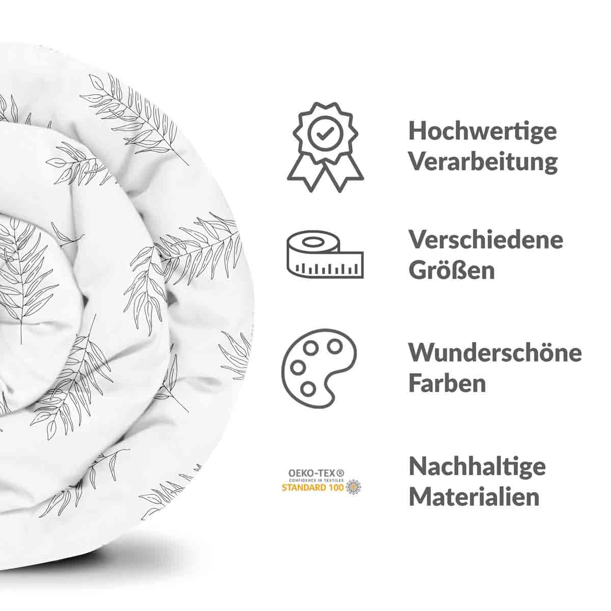 Original Therapiedecke - Baumwollbezug Weiß mit grauen Zweigen