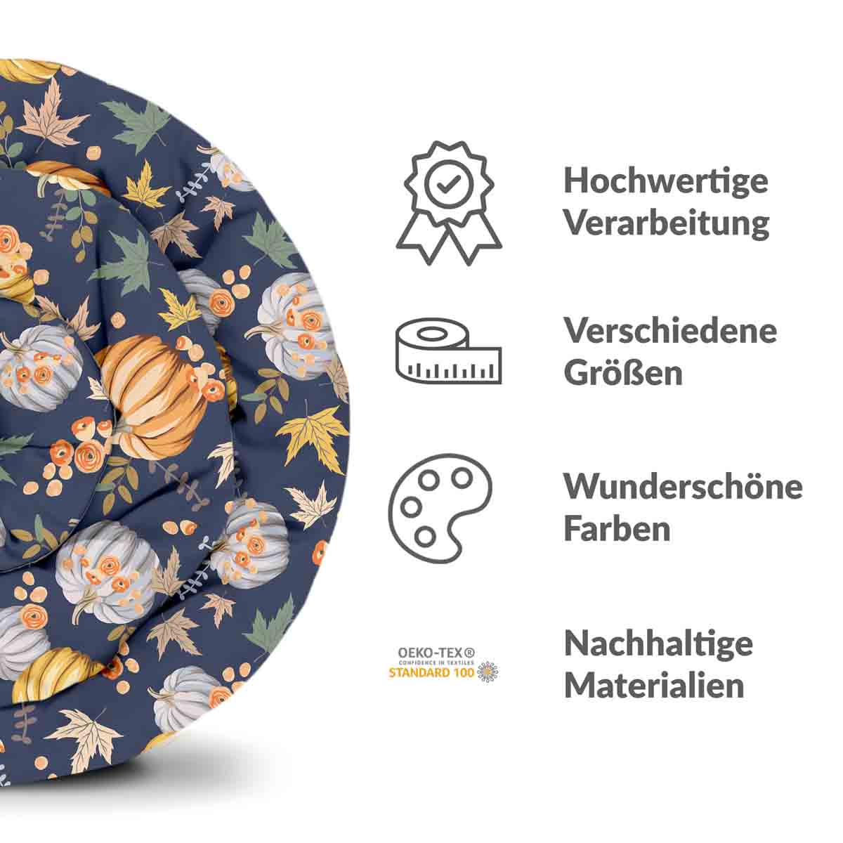 Original Therapiedecke - Baumwoll Bettwäsche Set Blau mit Kürbissen