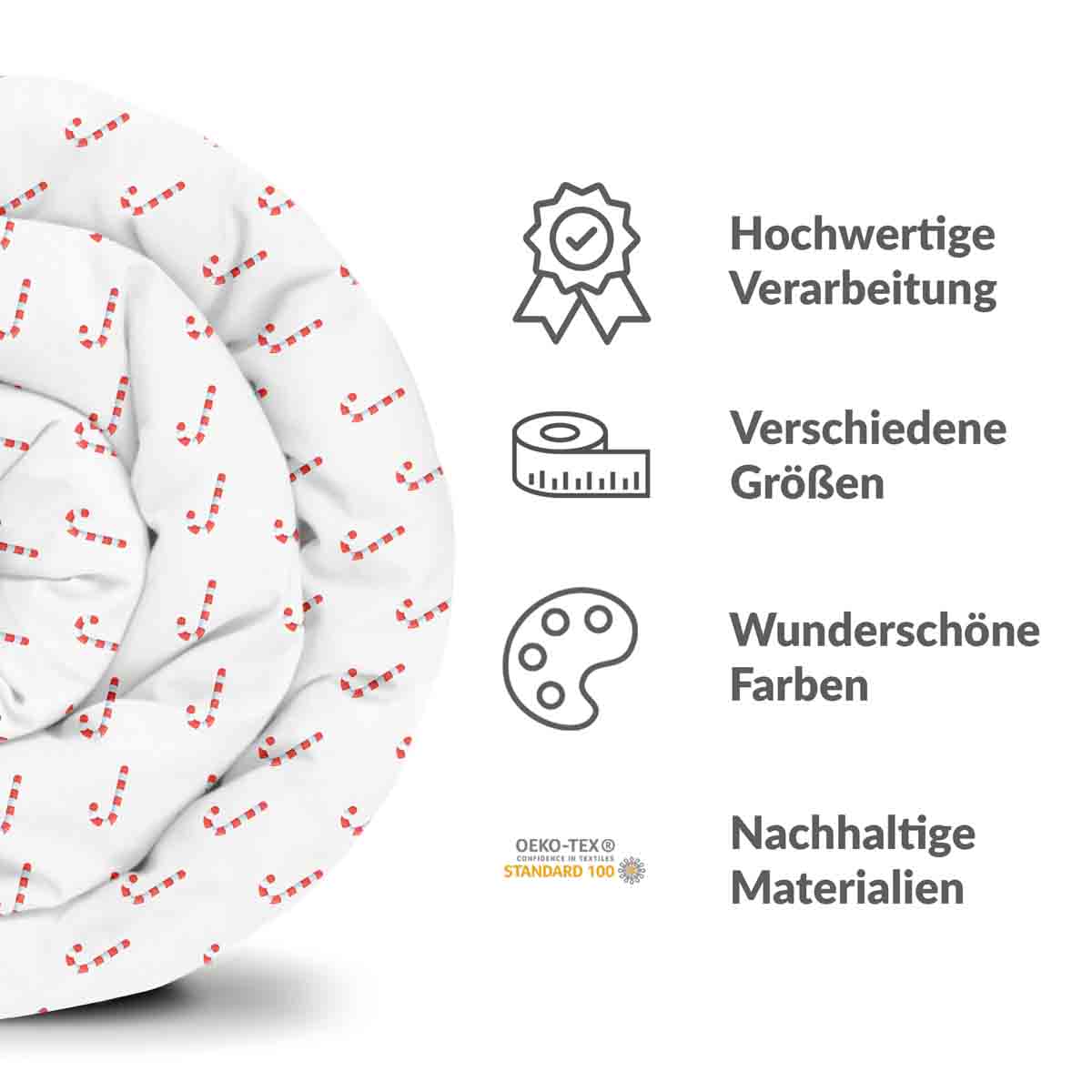 Original Therapiedecke - Baumwollbezug Weiß mit Zuckerstangen