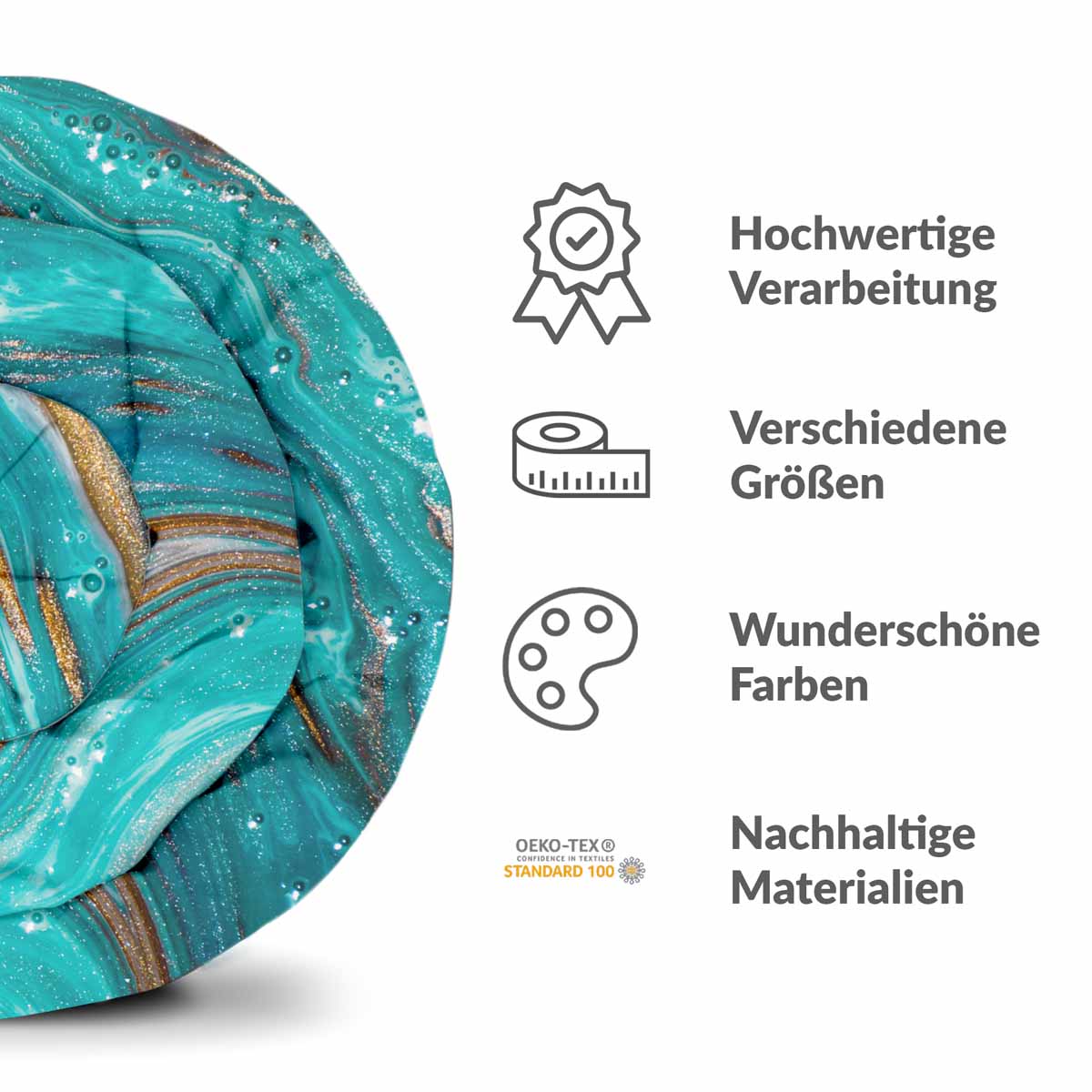 Original Therapiedecke - Baumwoll Bettwäsche Set Marmor Türkis