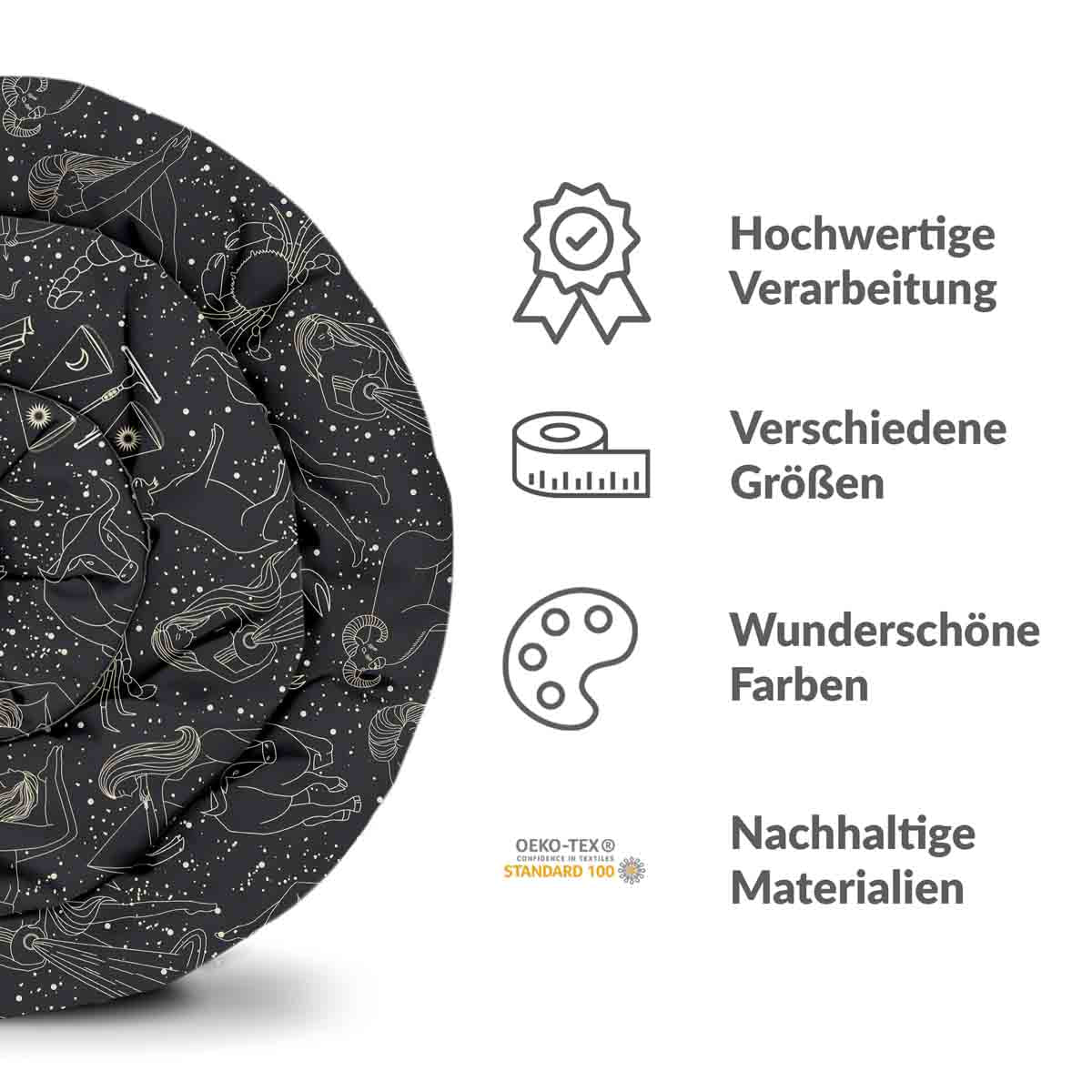 Original Therapiedecke - Baumwoll Bettwäsche Set Schwarz Horoskop