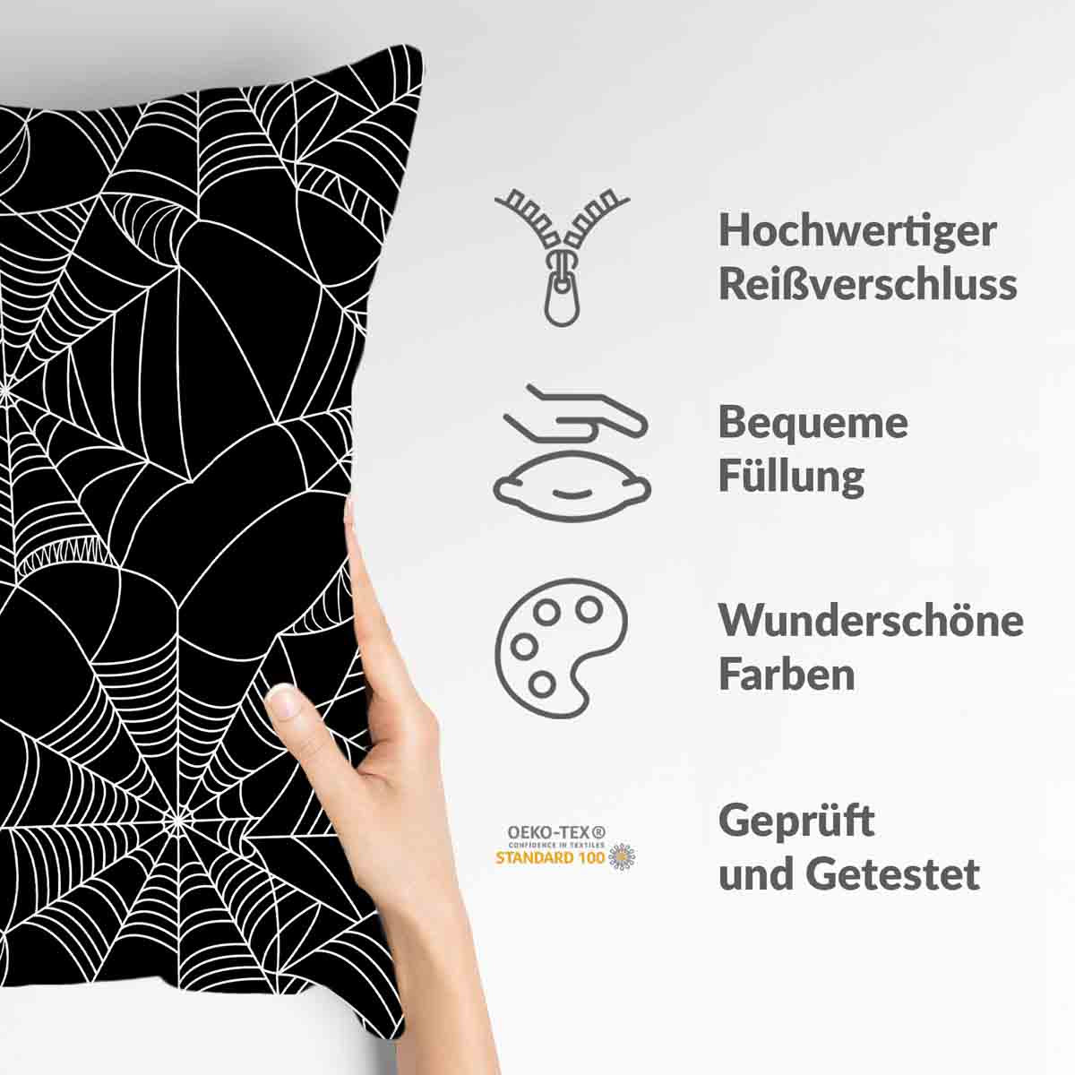 Gesundheitskissen Schwarz mit Spinnennetz