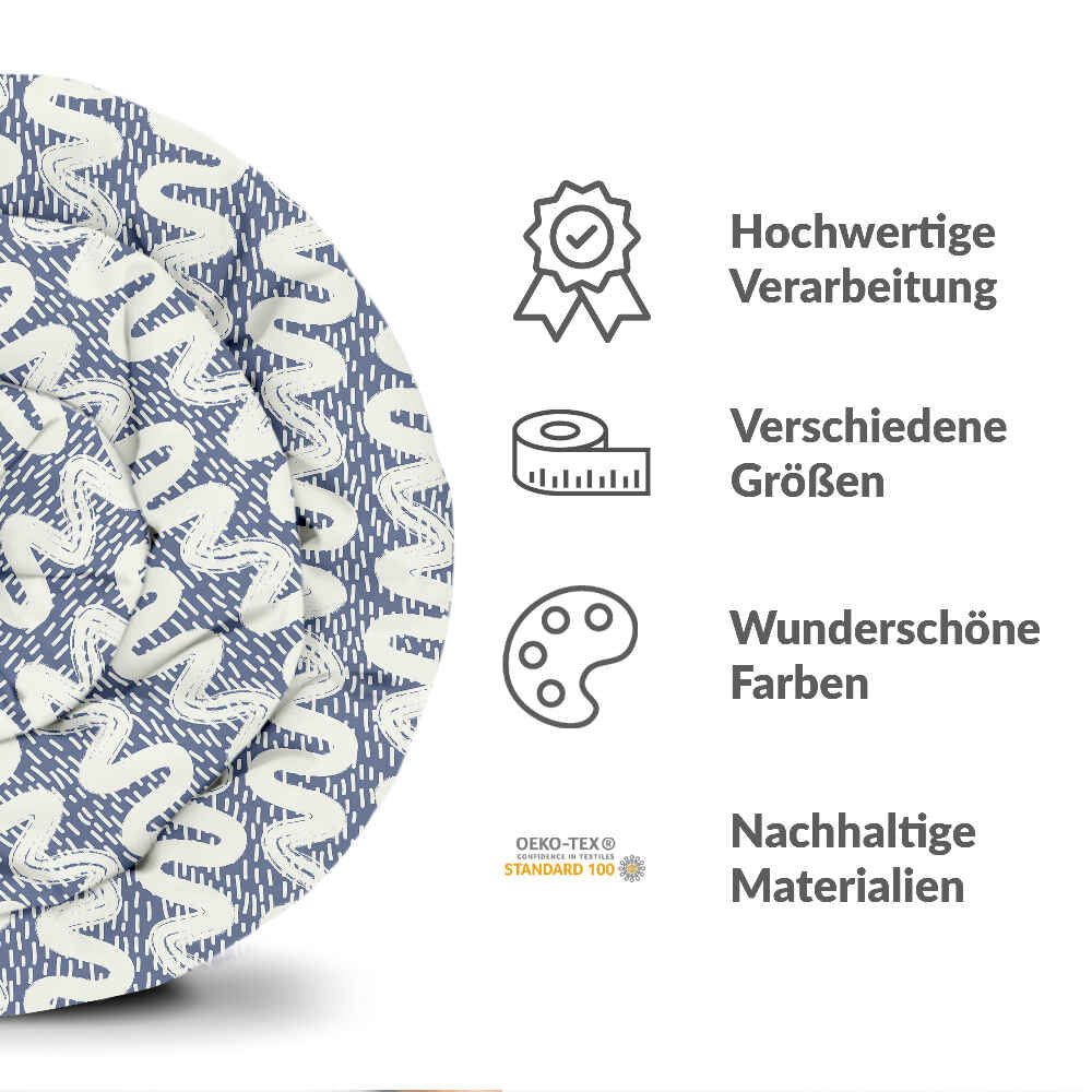 Original Therapiedecke - Baumwollbezug blau weiße Wellen
