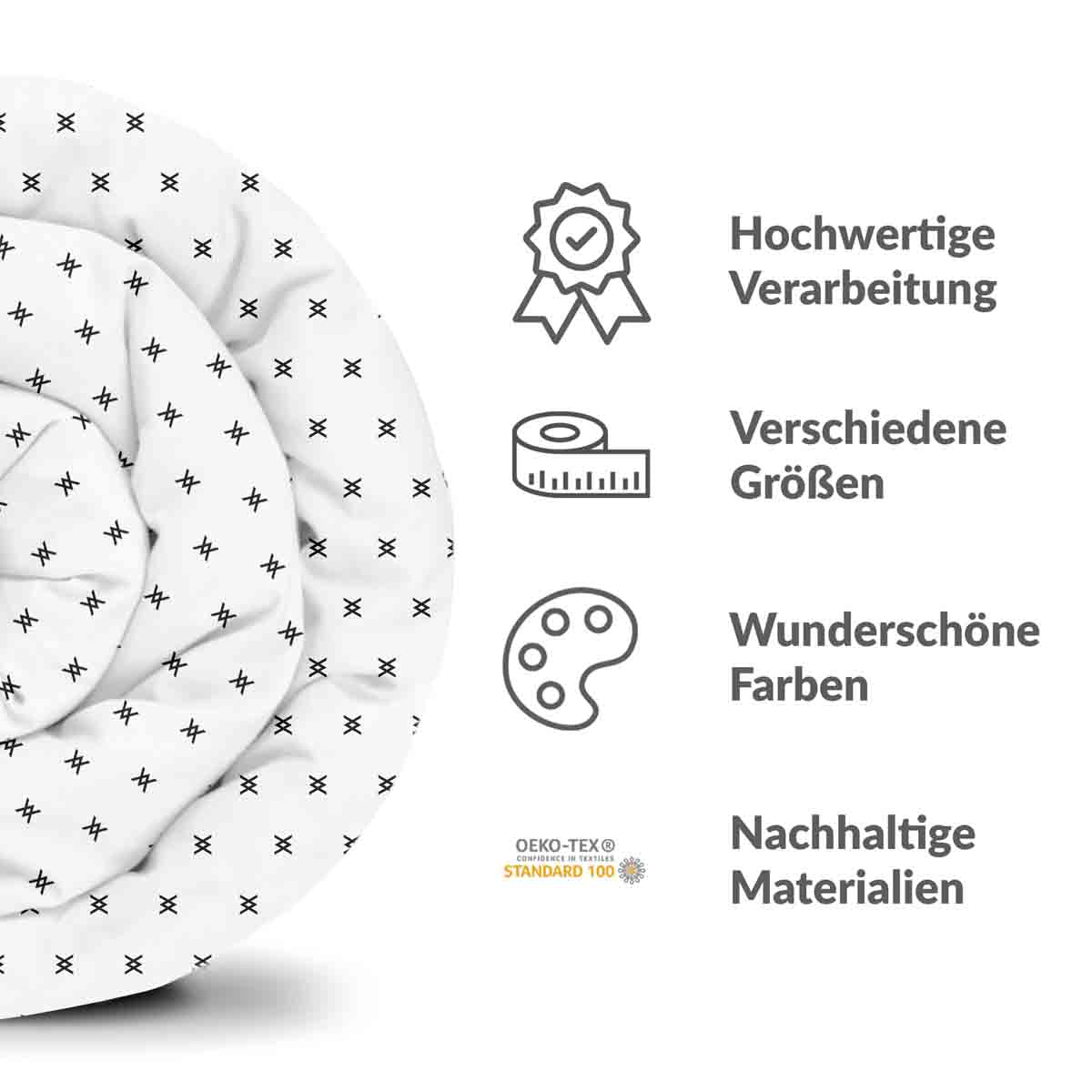 Original Therapiedecke - Baumwoll Bettwäsche Set mit schwarzem Knoten