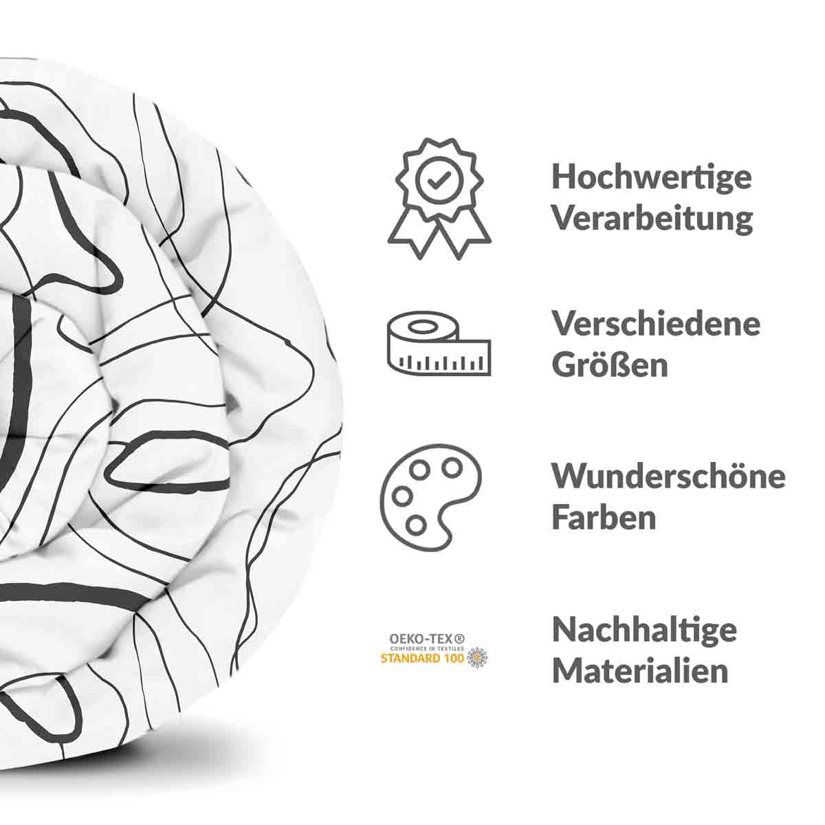 Original Therapiedecke - Baumwoll Bettwäsche Set mit schwarzen Schlangenlinien