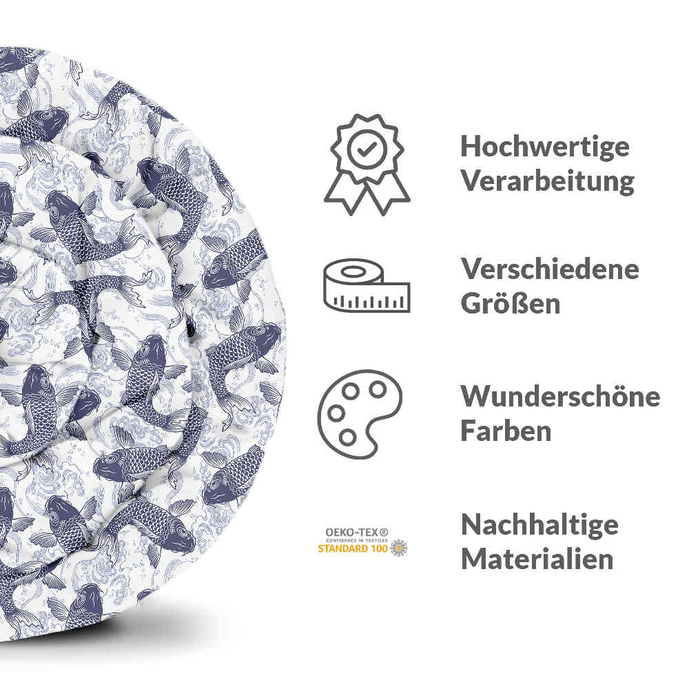 Original Therapiedecke - Baumwollbezug blaue Kois