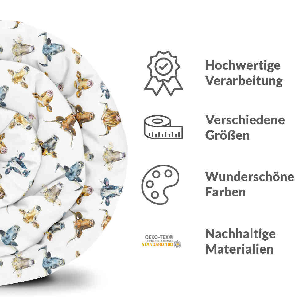 Original Therapiedecke - Baumwollbezug Weiß mit Stierköpfen
