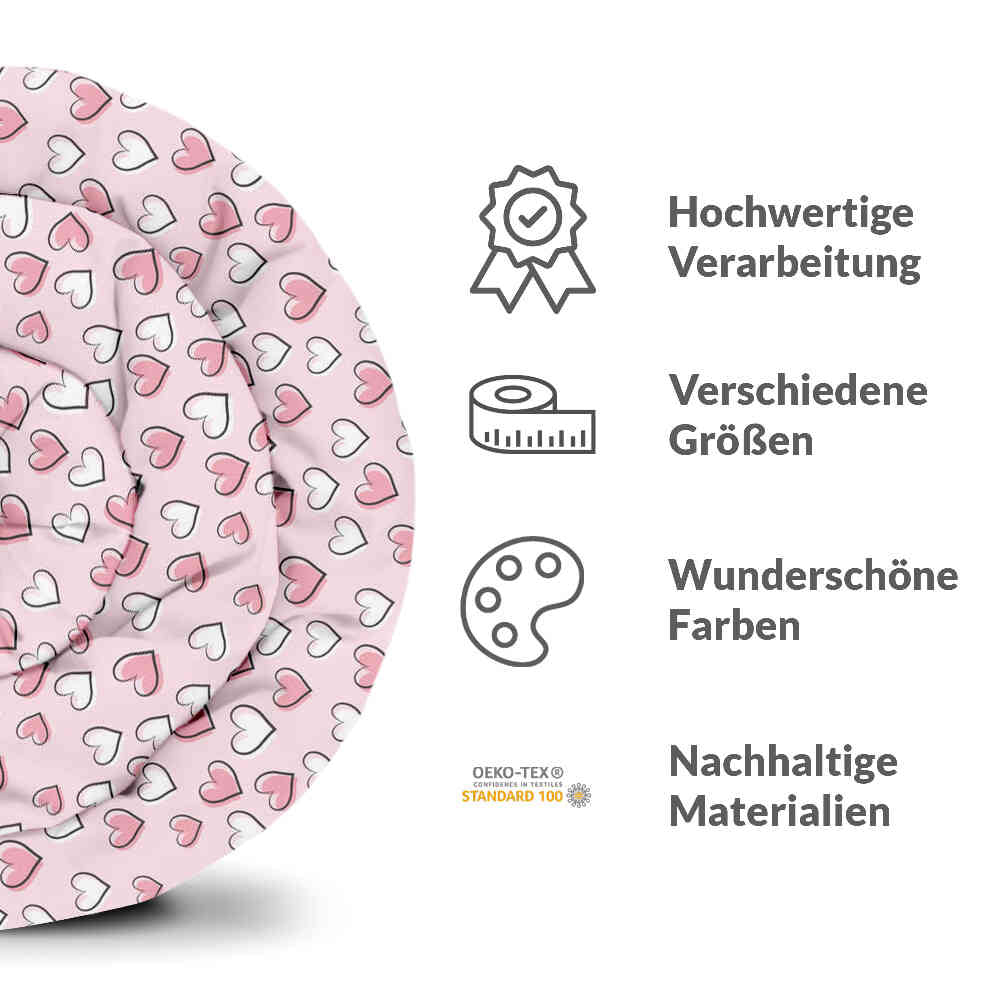 Original Therapiedecke - Baumwoll Bettwäsche Set süße Herzchen