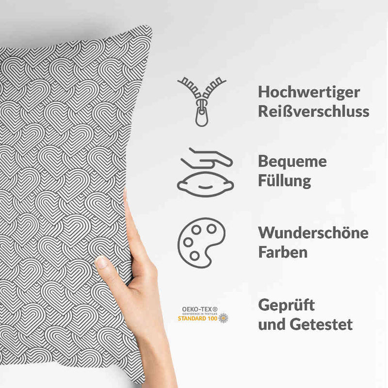 Gesundheitskissen Grau geometrische Herzen
