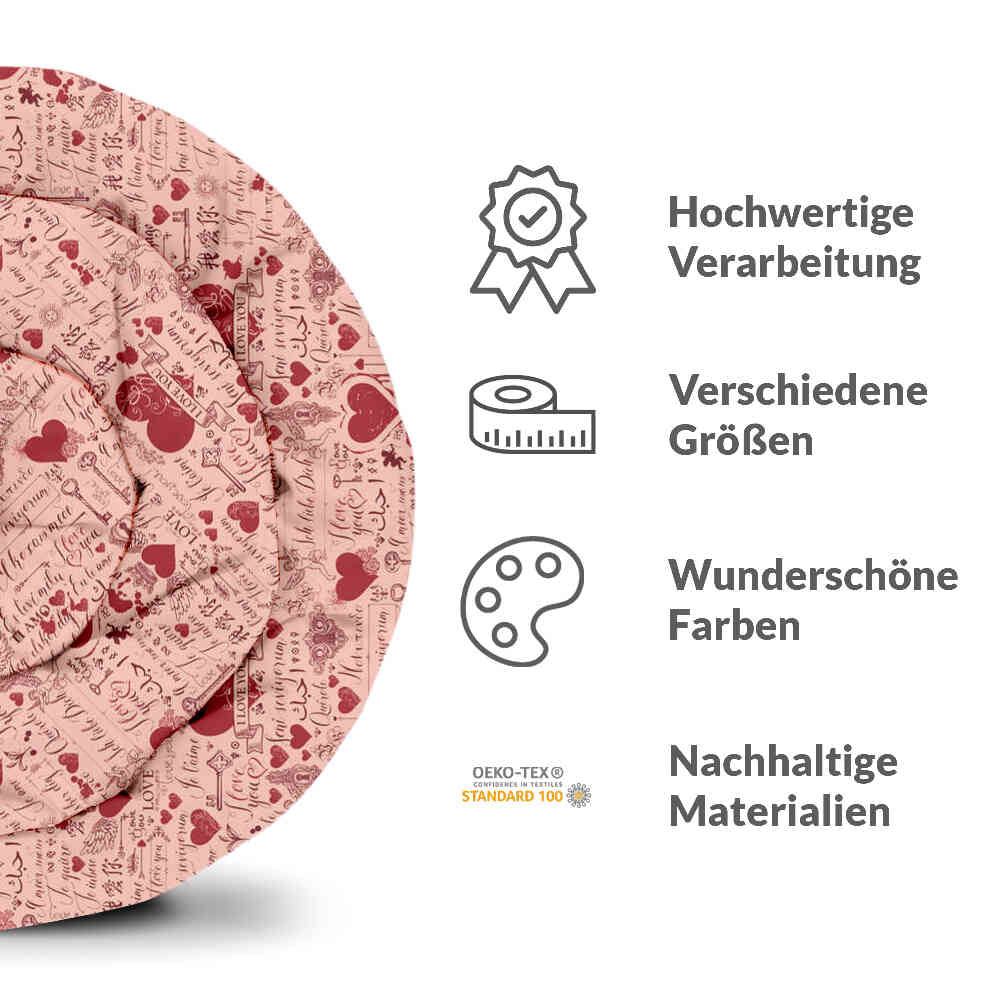 Original Therapiedecke - Baumwollbezug Rosa Ich liebe Dich
