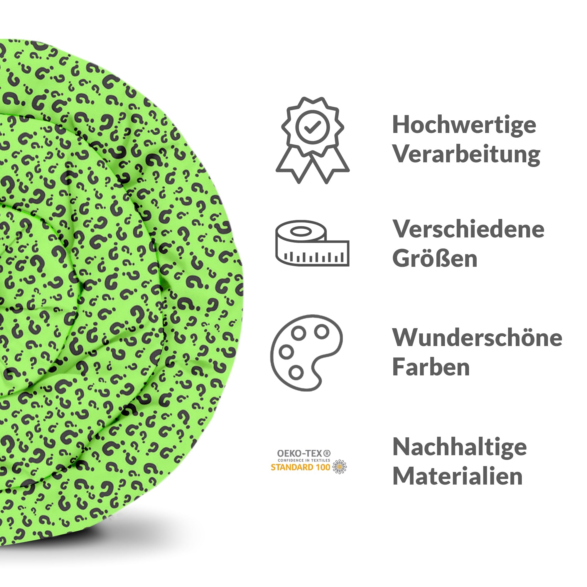 Original Therapiedecke - Baumwollbezug Hellgrün mit Fragezeichen