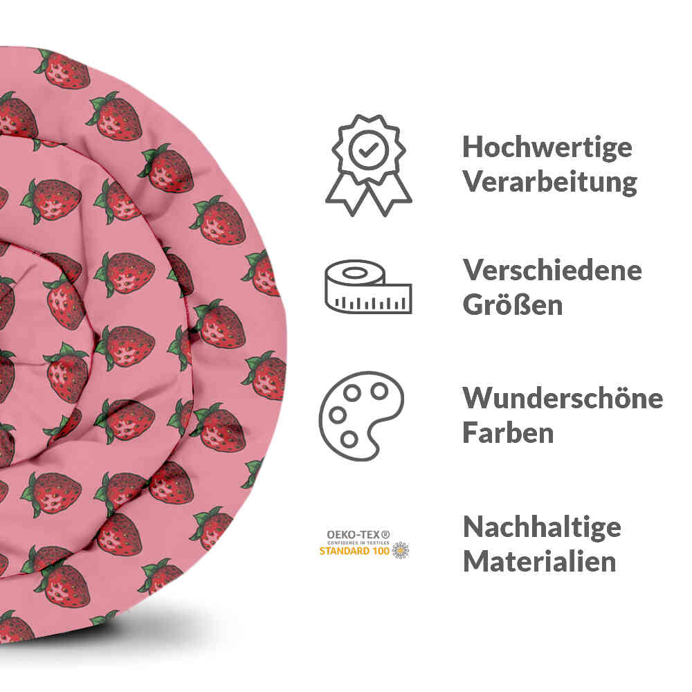 Original Therapiedecke - Baumwollbezug Pink mit Erdbeeren