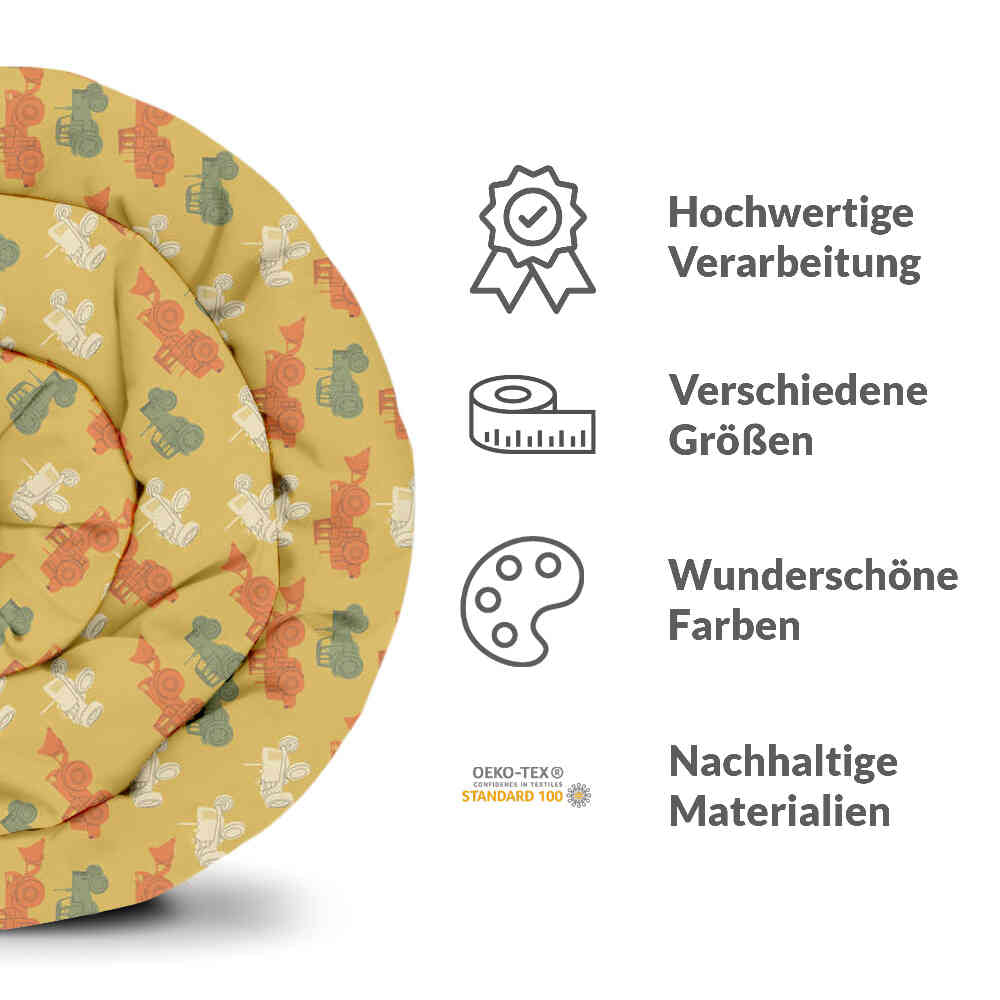 Original Therapiedecke - Baumwoll Bettwäsche Set Orange mit Treckern