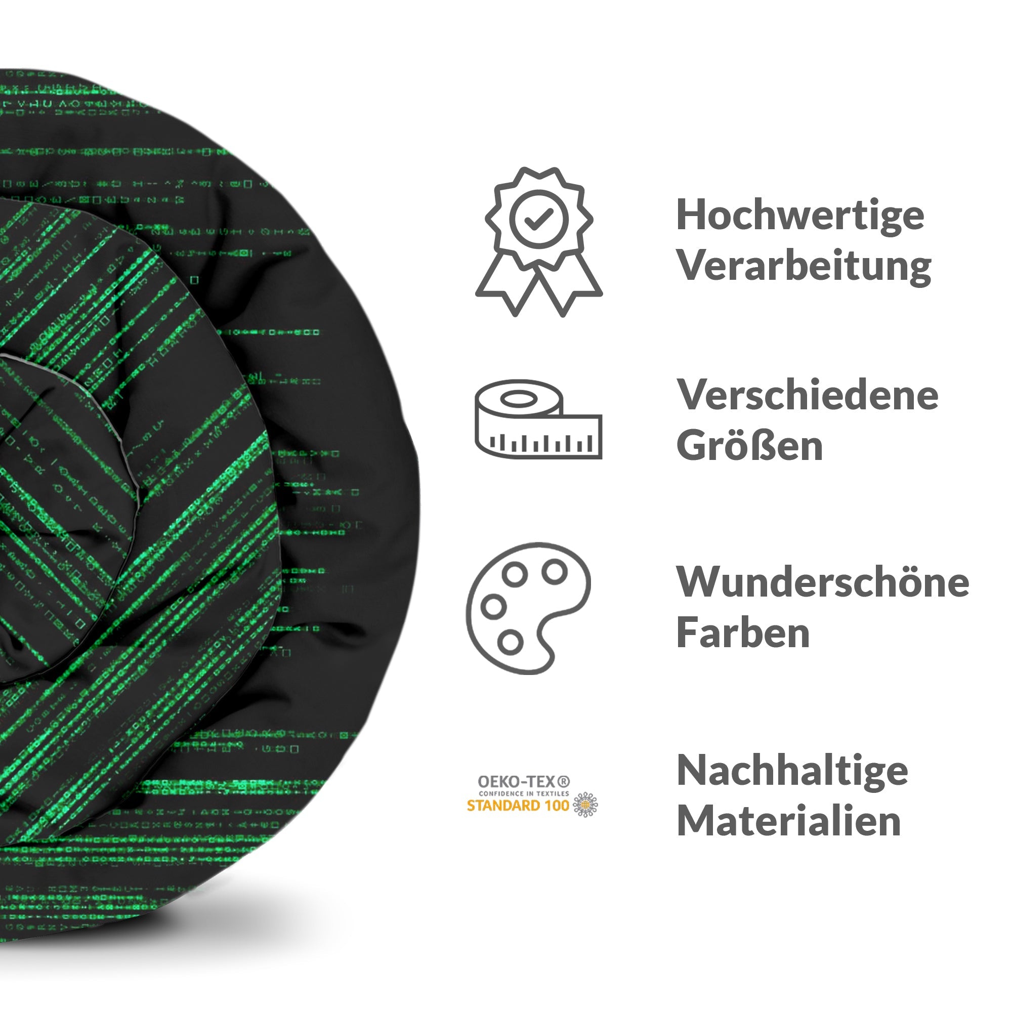 Original Therapiedecke - Baumwoll Bettwäsche Set Grün Matrix Code