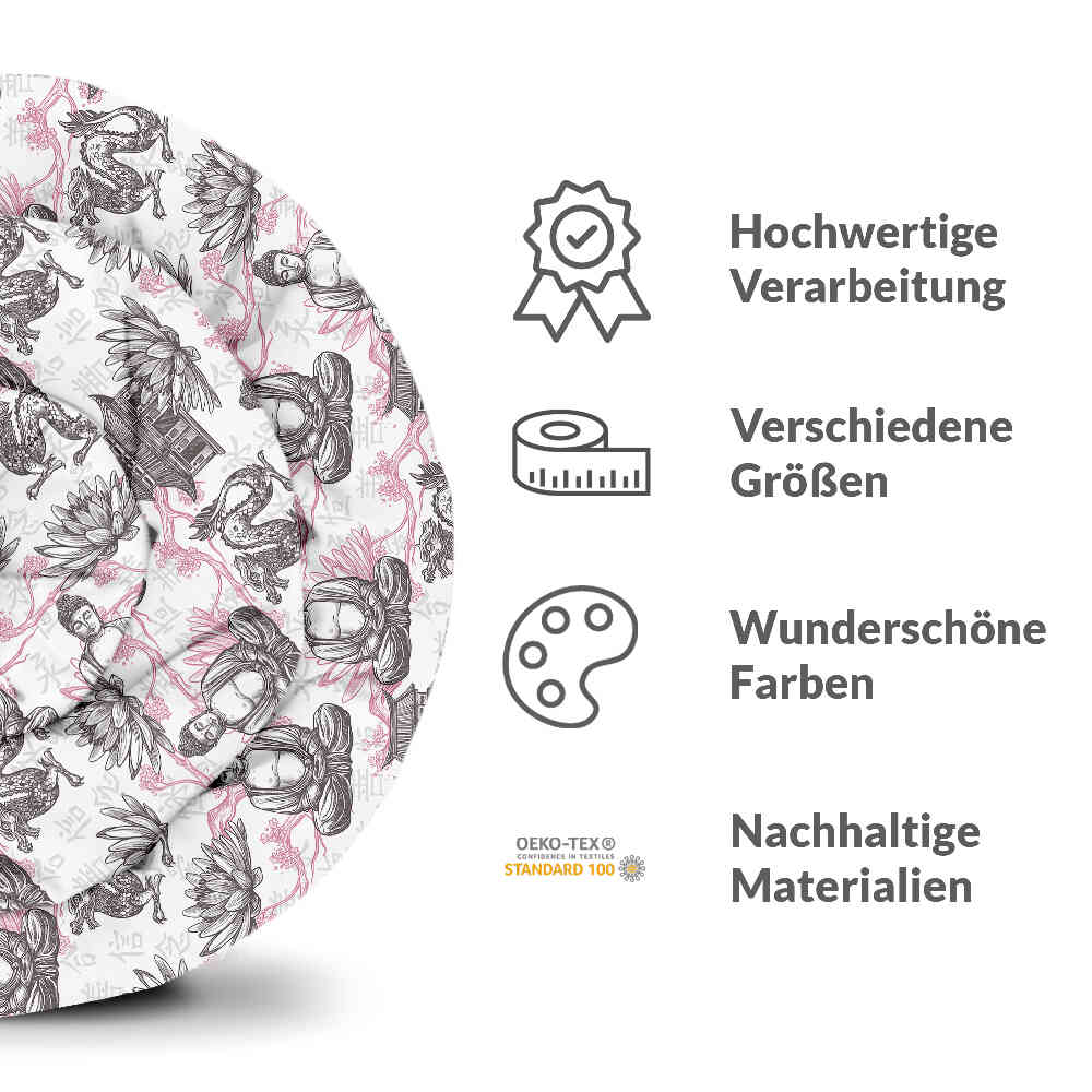 Original Therapiedecke - Baumwoll Bettwäsche Set mit rosa Buddha
