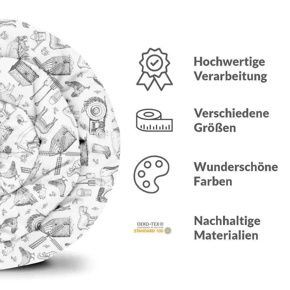 Original Therapiedecke - Baumwoll Bettwäsche Set Grau Bauernhof