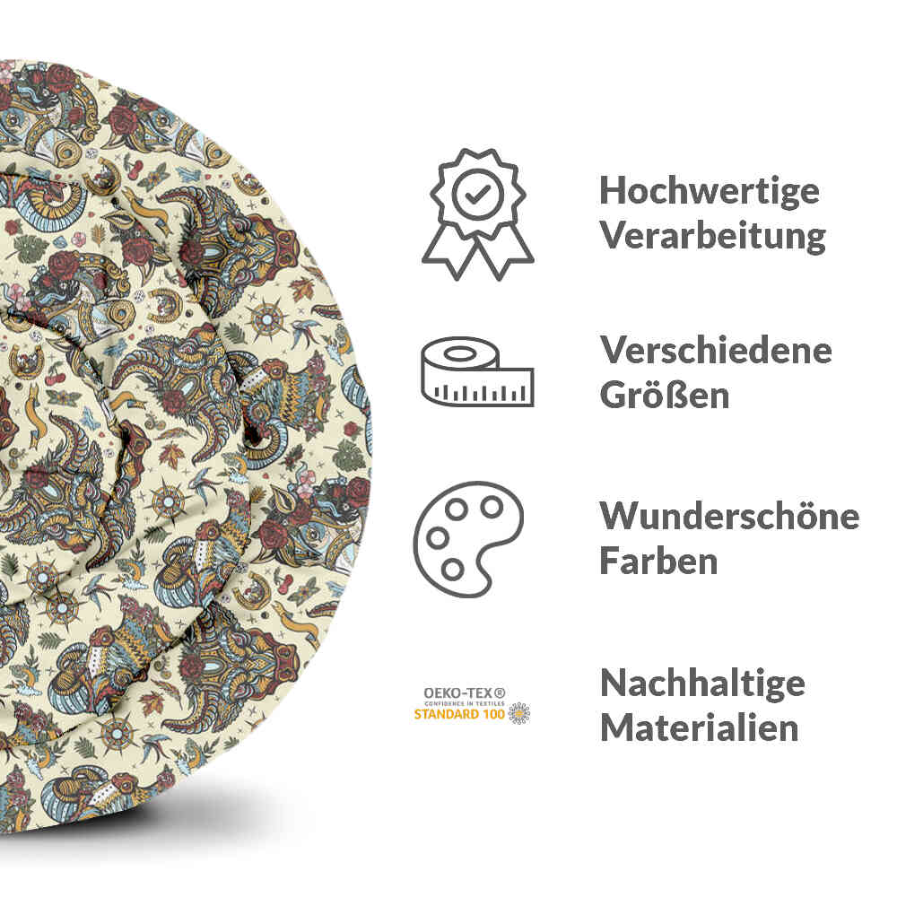 Original Therapiedecke - Baumwoll Bettwäsche Set bunte Tierköpfe