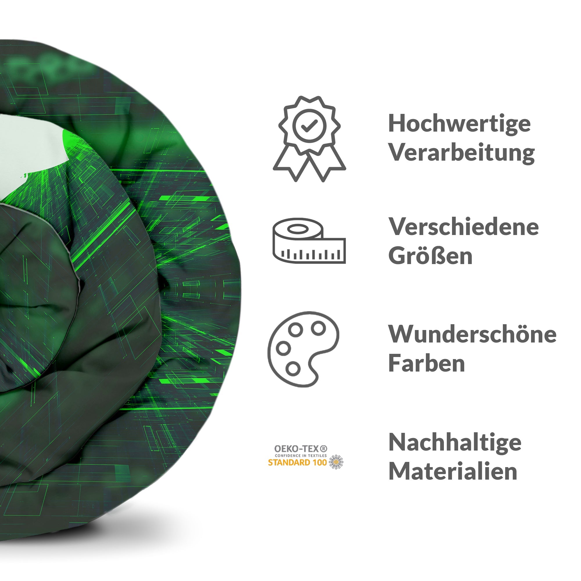 Original Therapiedecke - Baumwollbezug in Grün mit Schriftzeichen