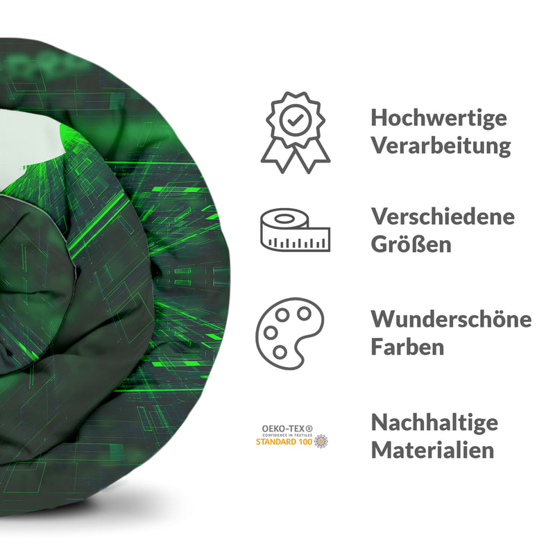 Therapiedecken Baumwollbezug in Grün mit Schriftzeichen