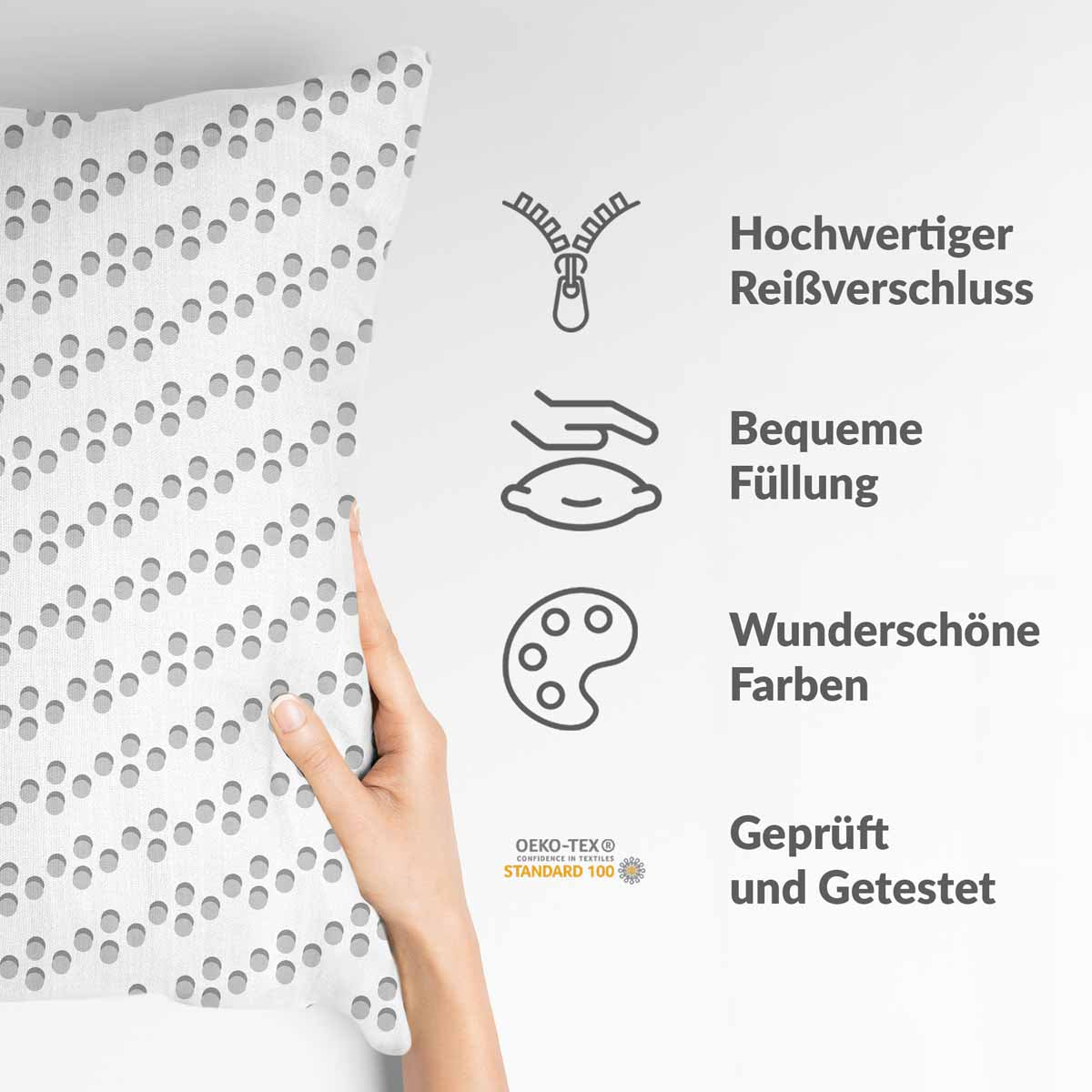 Gesundheitskissen Weiß mit grauen Kreisen