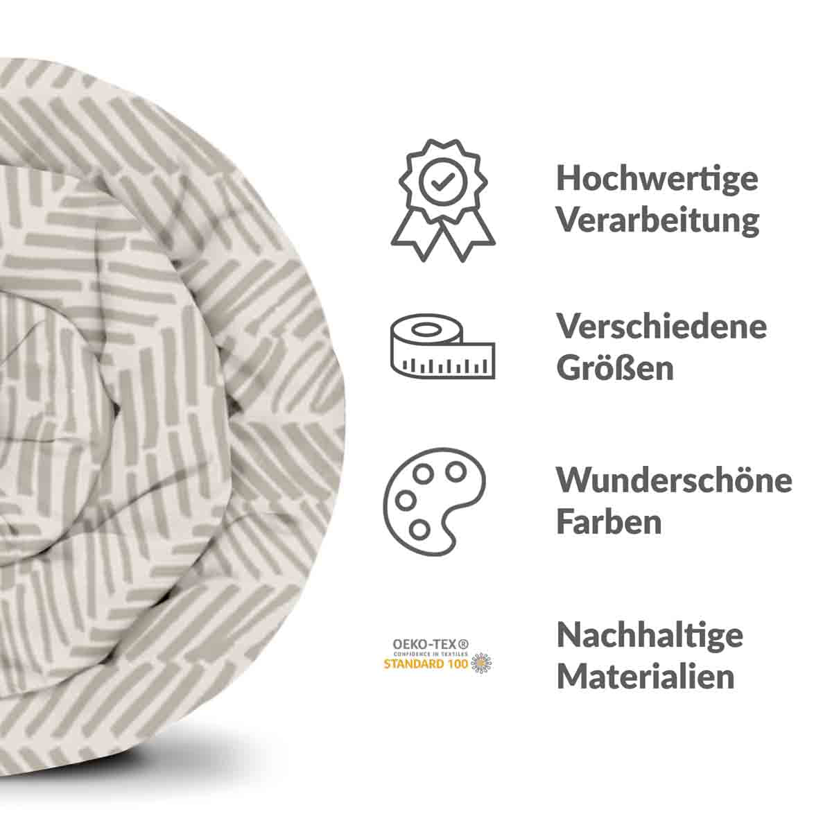 Original Therapiedecke - Baumwoll Bettwäsche Set Beige mit Streifen