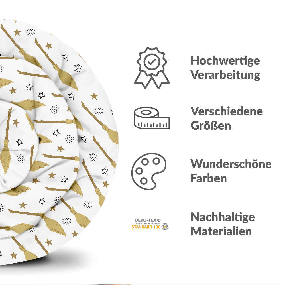 Original Therapiedecke - Baumwoll Bettwäsche Set Weiß mit Harry's Besen