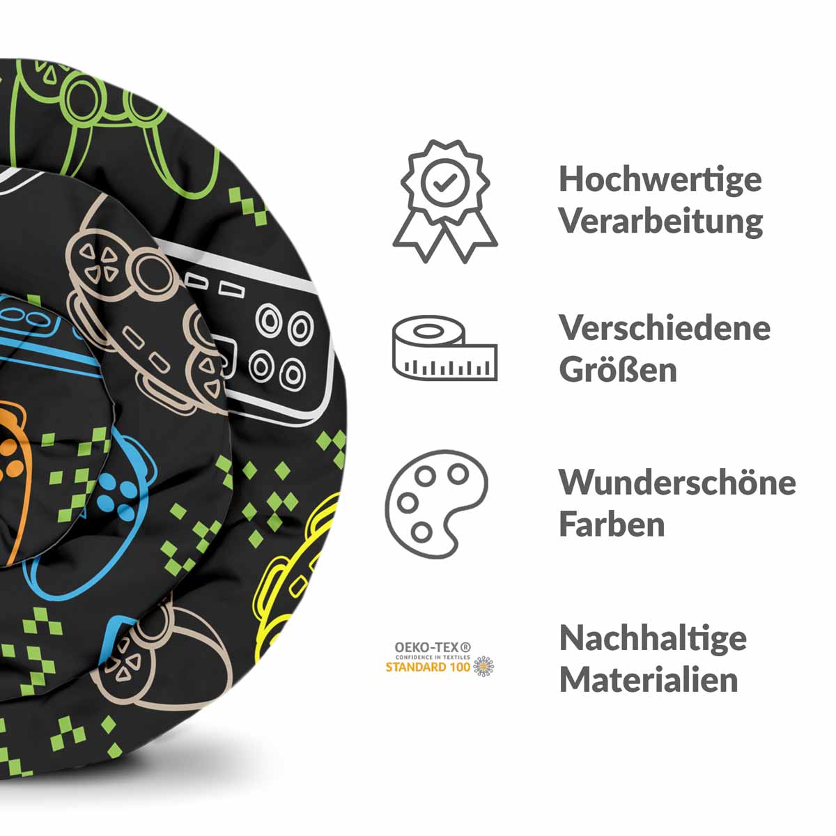 Original Therapiedecke - Baumwoll Bettwäsche Set Schwarz mit Spielkonsolen