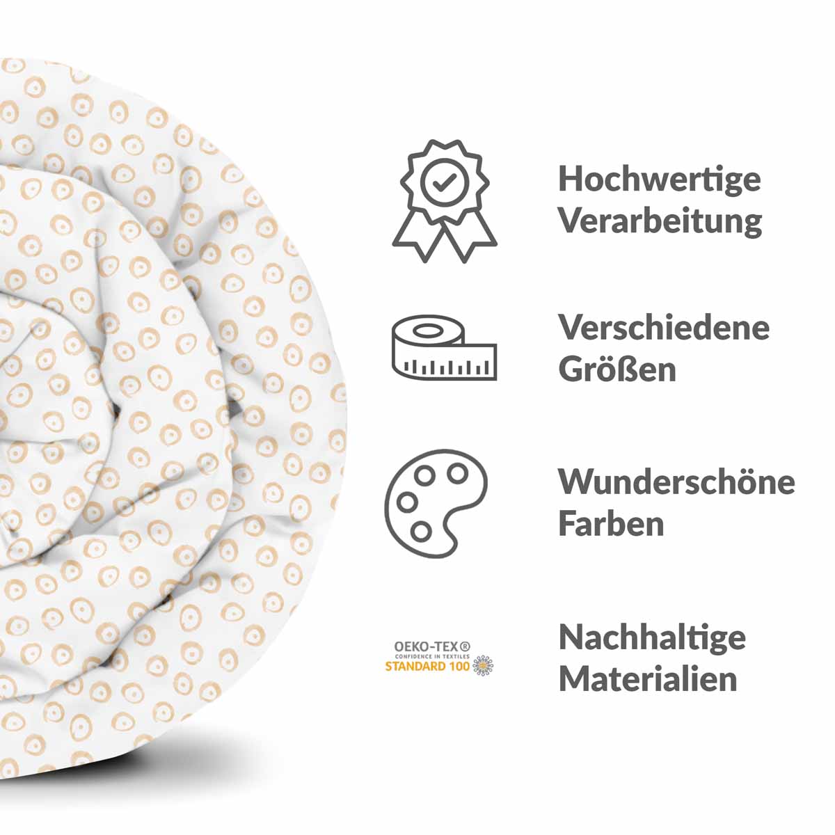 Original Therapiedecke - Baumwollbezug mit orangenen Kreisen
