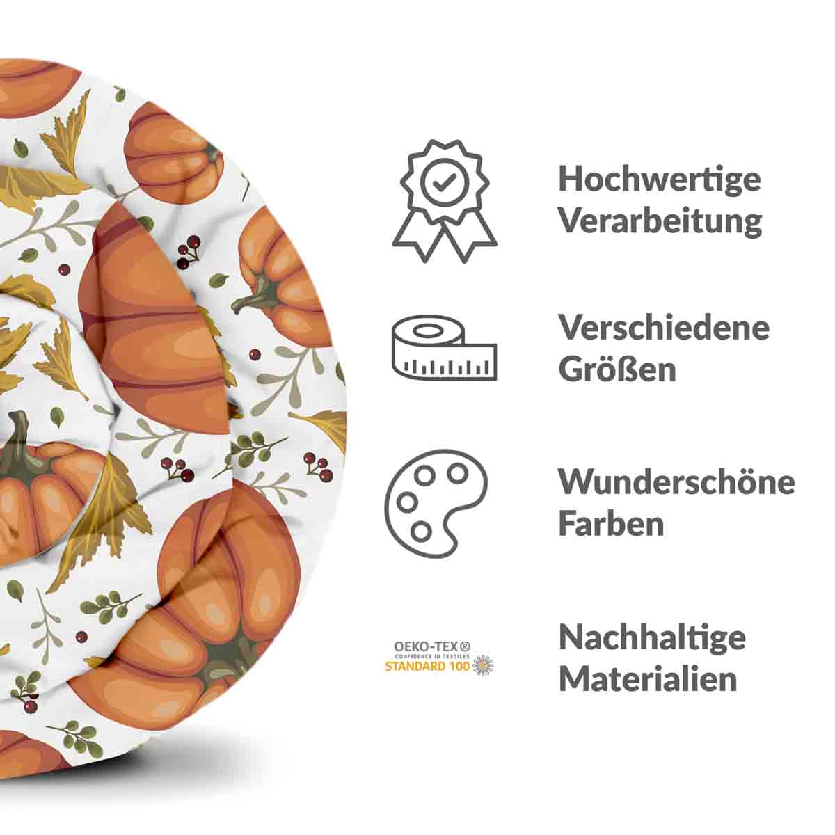 Original Therapiedecke - Baumwoll Bettwäsche Set Weiß mit großen Kürbissen